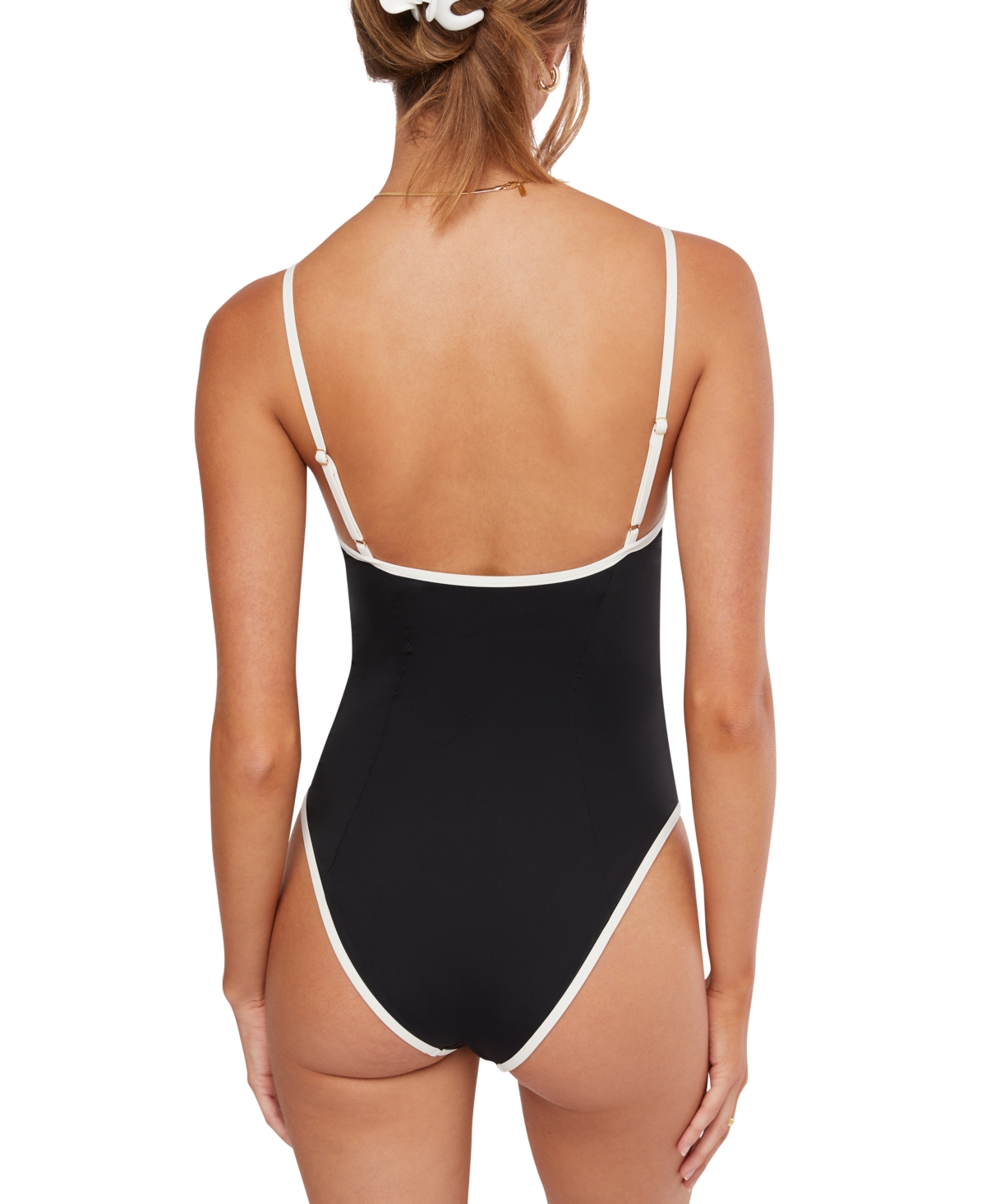Shop Weworewhat Women's Danielle One Piece Swimsuit In Black,off White