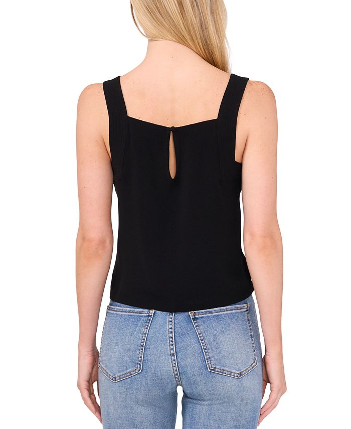 Allegra K Women's Sleeveless Square Neck Top - Lace Panel & Ruffles Tank - View #10