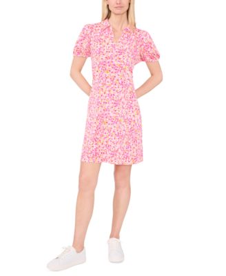 CeCe - Women's Puff Sleeve Polo Knit Dress