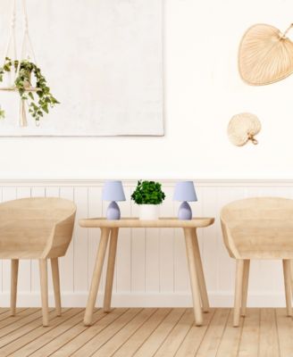 Nauru 9.45" Traditional Petite Ceramic Oblong Bedside Table Desk Lamp Two Pack Set, Tapered Drum Fabric Shade 