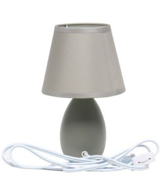 Nauru 9.45" Traditional Petite Ceramic Oblong Bedside Table Desk Lamp Two Pack Set, Tapered Drum Fabric Shade 