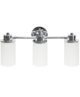 Essentix Contemporary Three Light Metal and Opaque White Glass Shade Vanity Uplight Downlight Wall Mounted Fixture 