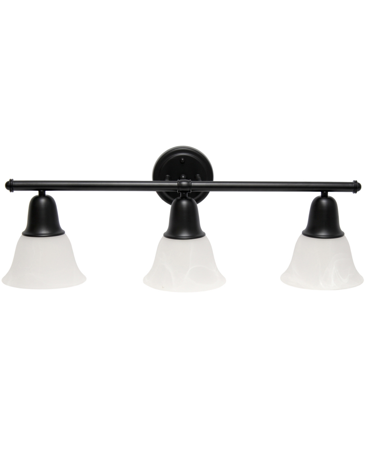 Lalia Home Essentix Contemporary Three Light Metal and Alabaster White Glass Shade Vanity Uplight Downlight Wall Mounted Fixture