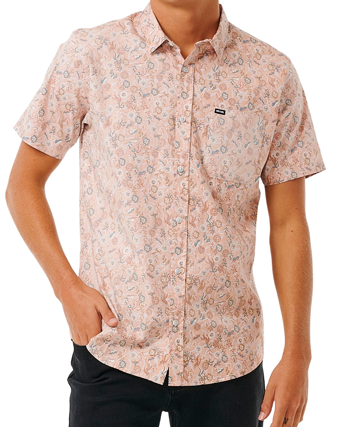 Men's Floral Reef Short Sleeve Shirt - Bluestone
