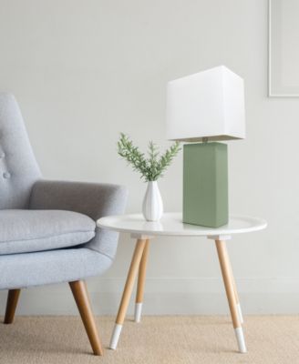 Lalia Home Lexington 21" Leather Base Modern Home D&eacute;cor Bedside Table Lamp with White Rectangular Fabric Shade