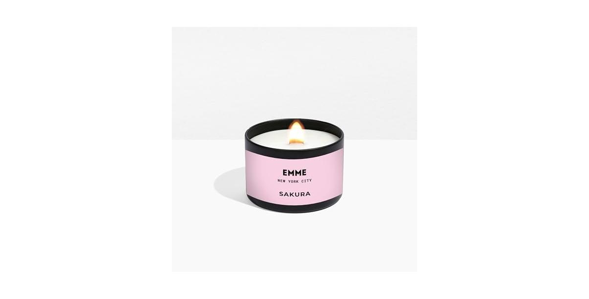 Emme nyc Natural Soy Sakura Scented Candle Tin with Wood Wick 4