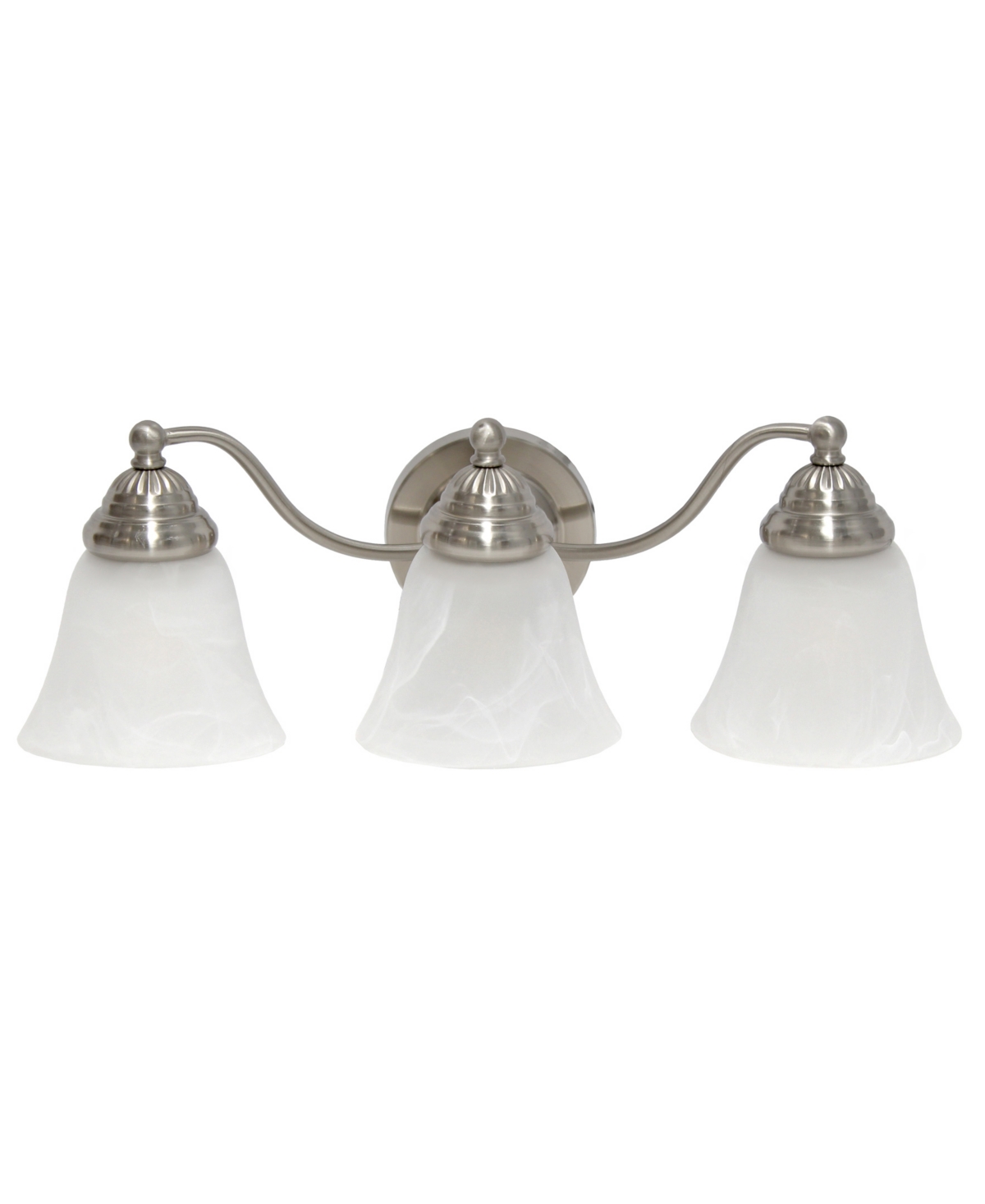 Shop Lalia Home Essentix Traditional Three Light Curved Metal, Alabaster White Glass Shade Vanity Uplight Downlight  In Brushed Nickel