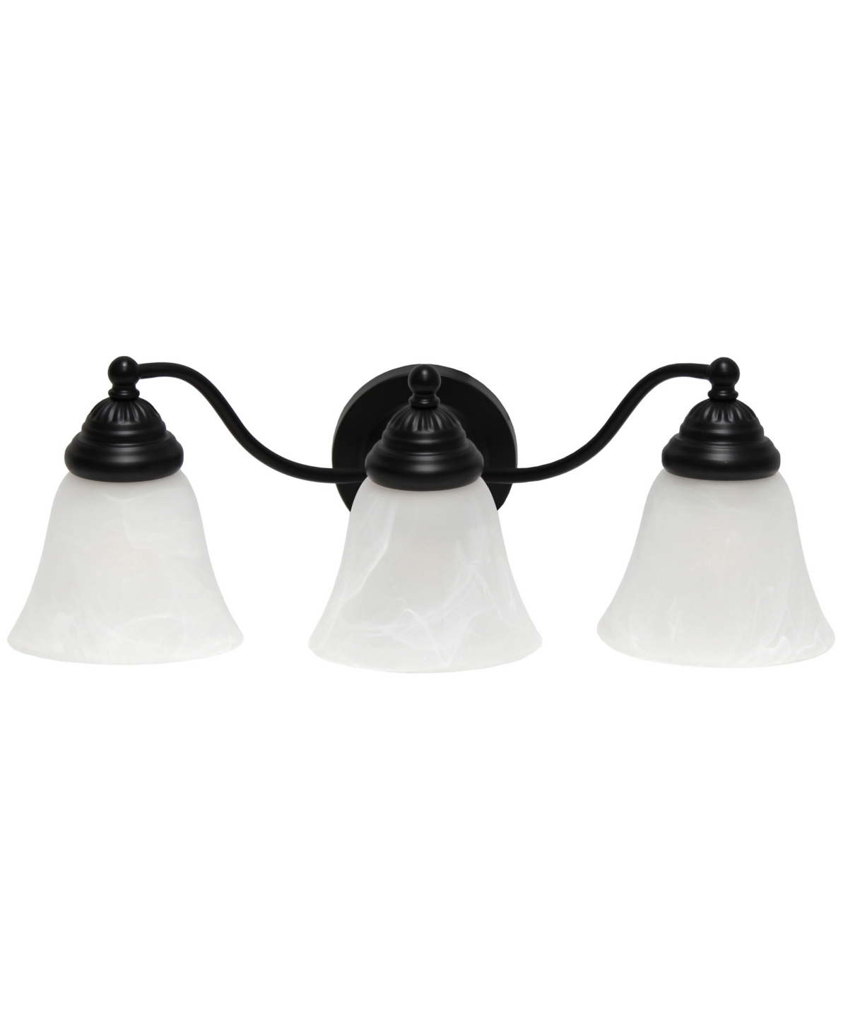 Shop Lalia Home Essentix Traditional Three Light Curved Metal, Alabaster White Glass Shade Vanity Uplight Downlight  In Black