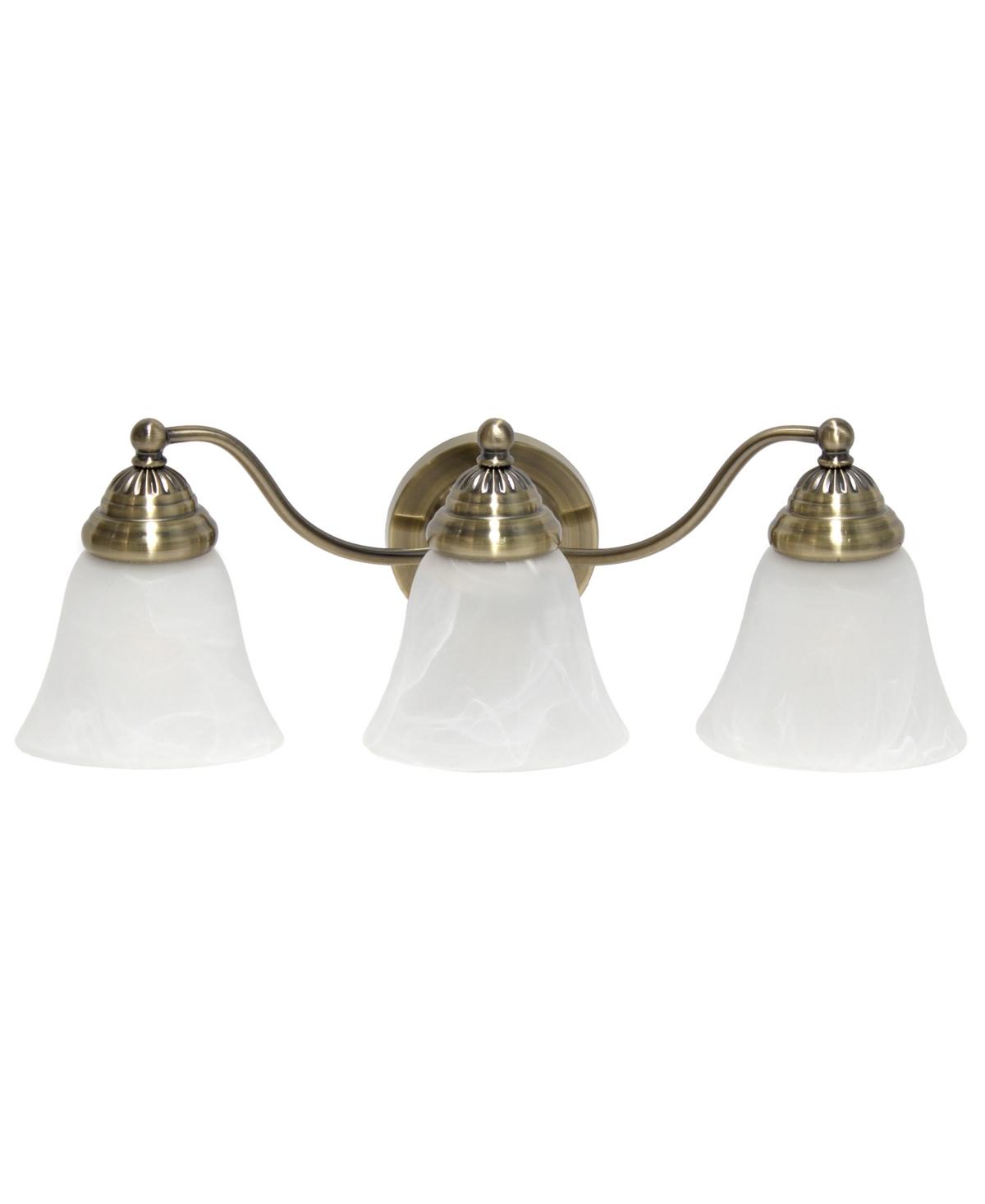 Shop Lalia Home Essentix Traditional Three Light Curved Metal, Alabaster White Glass Shade Vanity Uplight Downlight  In Antique Brass