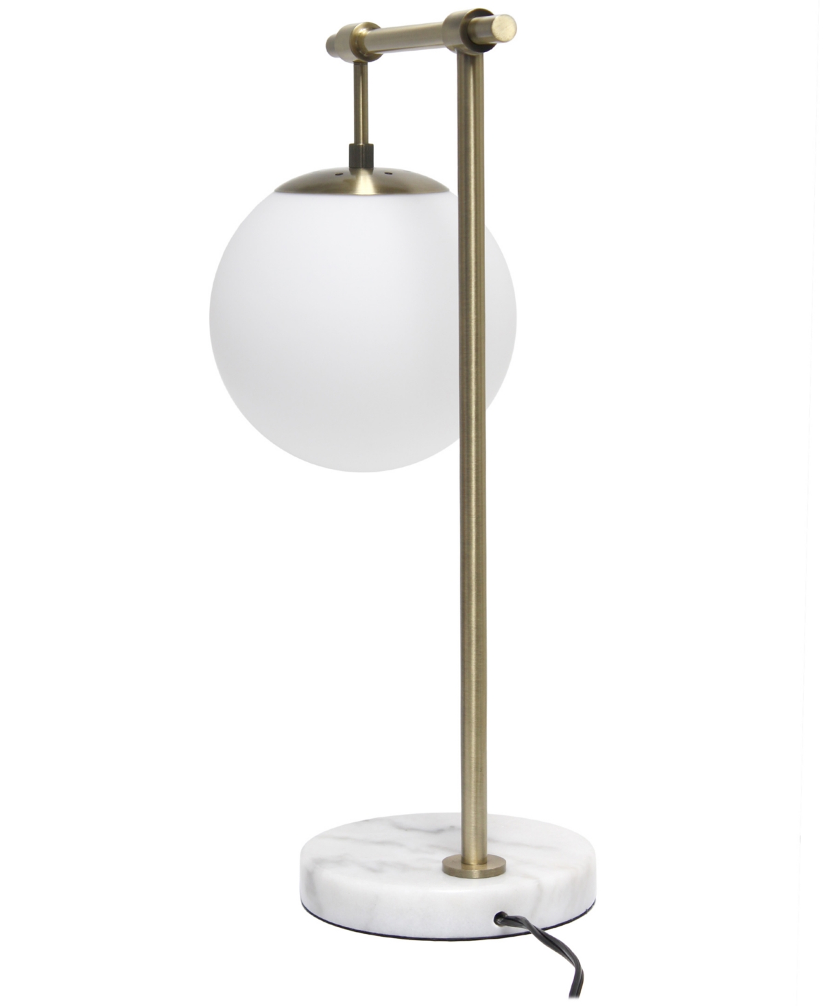 Lalia Home Studio Loft 21" White Globe Shade Table Desk Lamp With Marble Base And Antique Brass Arm In Antique Brass
