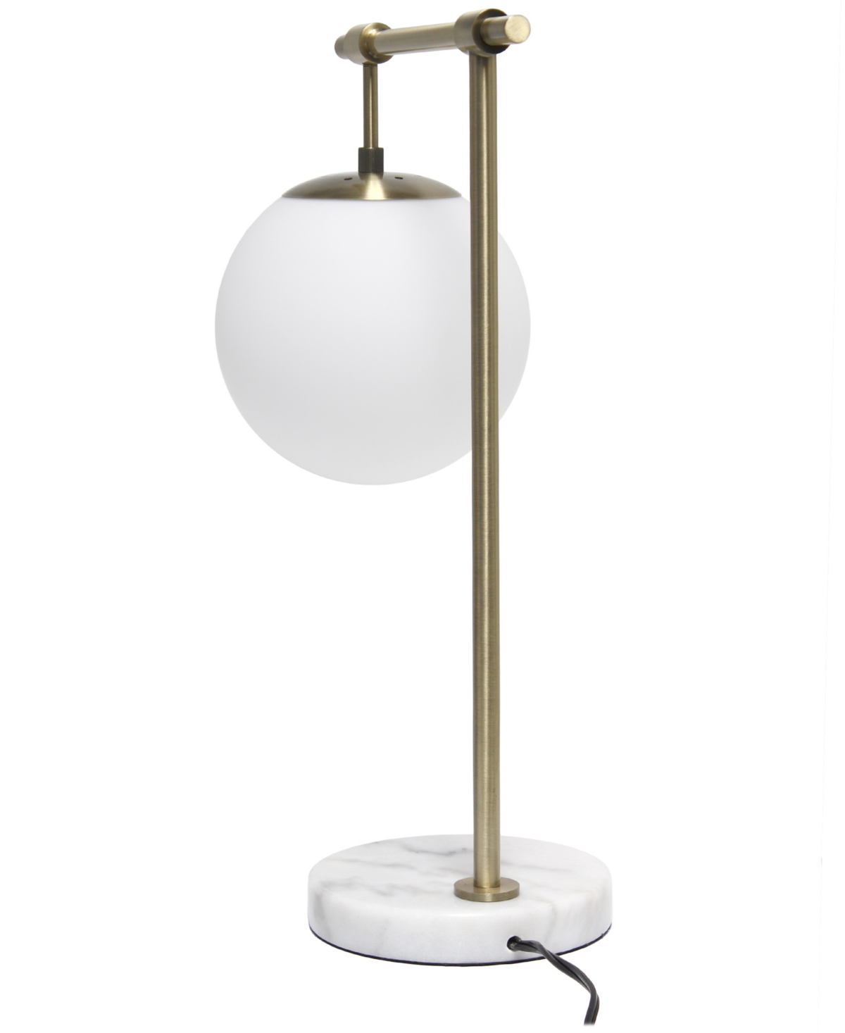 Shop Lalia Home Studio Loft 21" White Globe Shade Table Desk Lamp With Marble Base And Antique Brass Arm