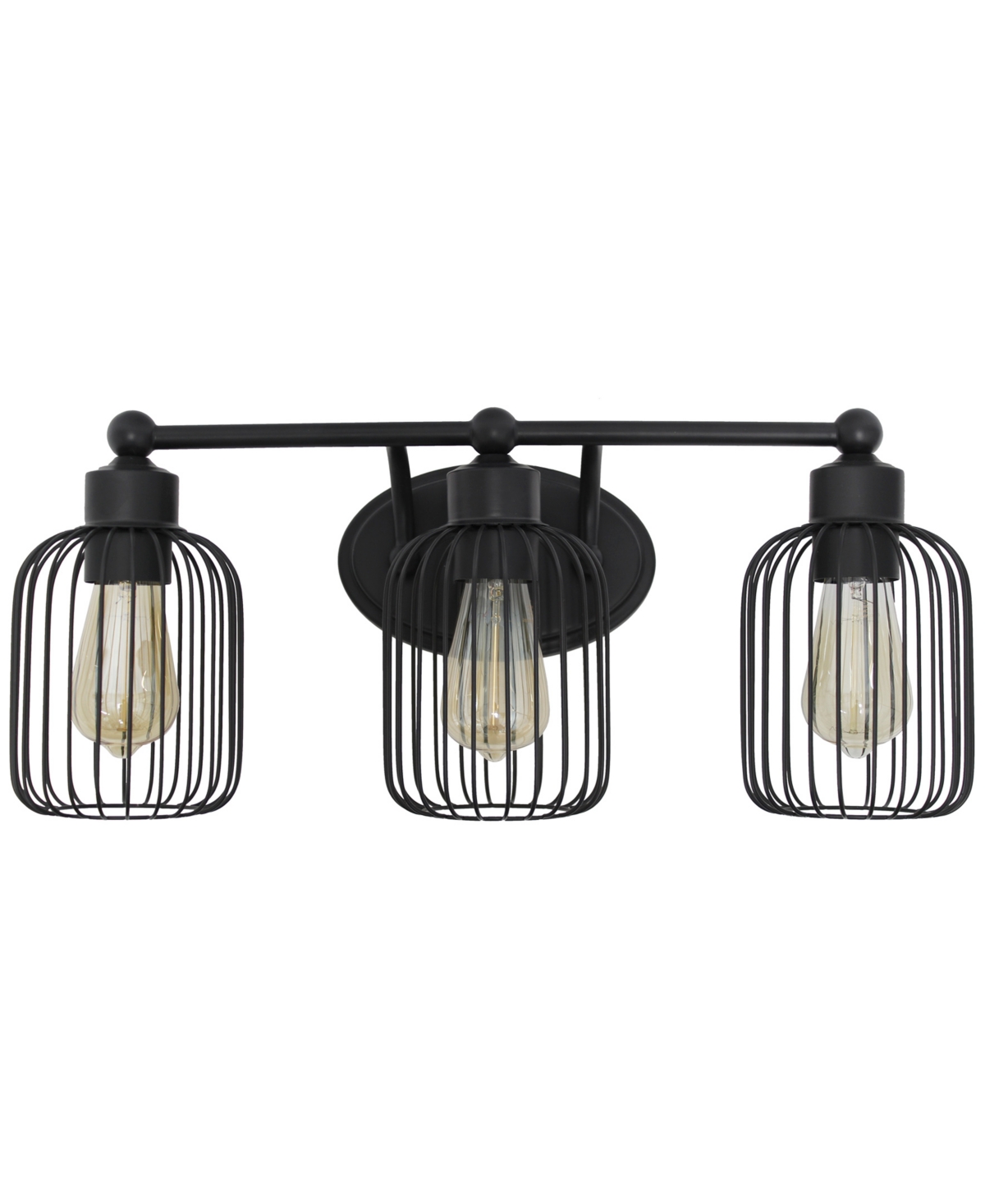 Shop Lalia Home Ironhouse Three Light Industrial Decorative Cage Vanity Uplight Downlight Wall Mounted Fixture F In Black