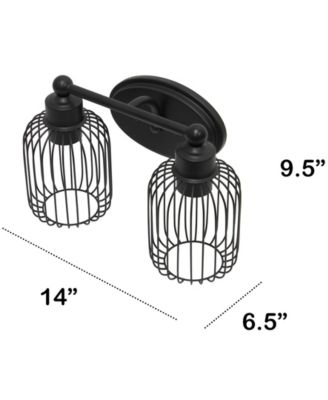 Ironhouse Two Light Industrial Decorative Cage Vanity Uplight Downlight Wall Mounted Fixture 