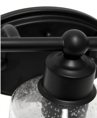 Studio Loft Modern Three Light Metal and Clear Seeded Glass Shade Vanity Uplight Downlight Wall Mounted Fixture 