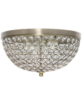 13" Classix Crystal Glam Two Light Decorative Dome Shaped Metal Flush Mount Ceiling Fixture