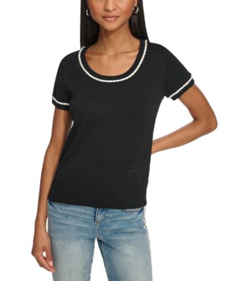 Women's Rope-Trim Short-Sleeve Sweater
