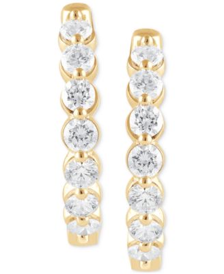 Lab Grown Diamond Bezel In & Out Small Hoop Earrings (2 ct. t.w.) in 14k White, Yellow or Rose Gold