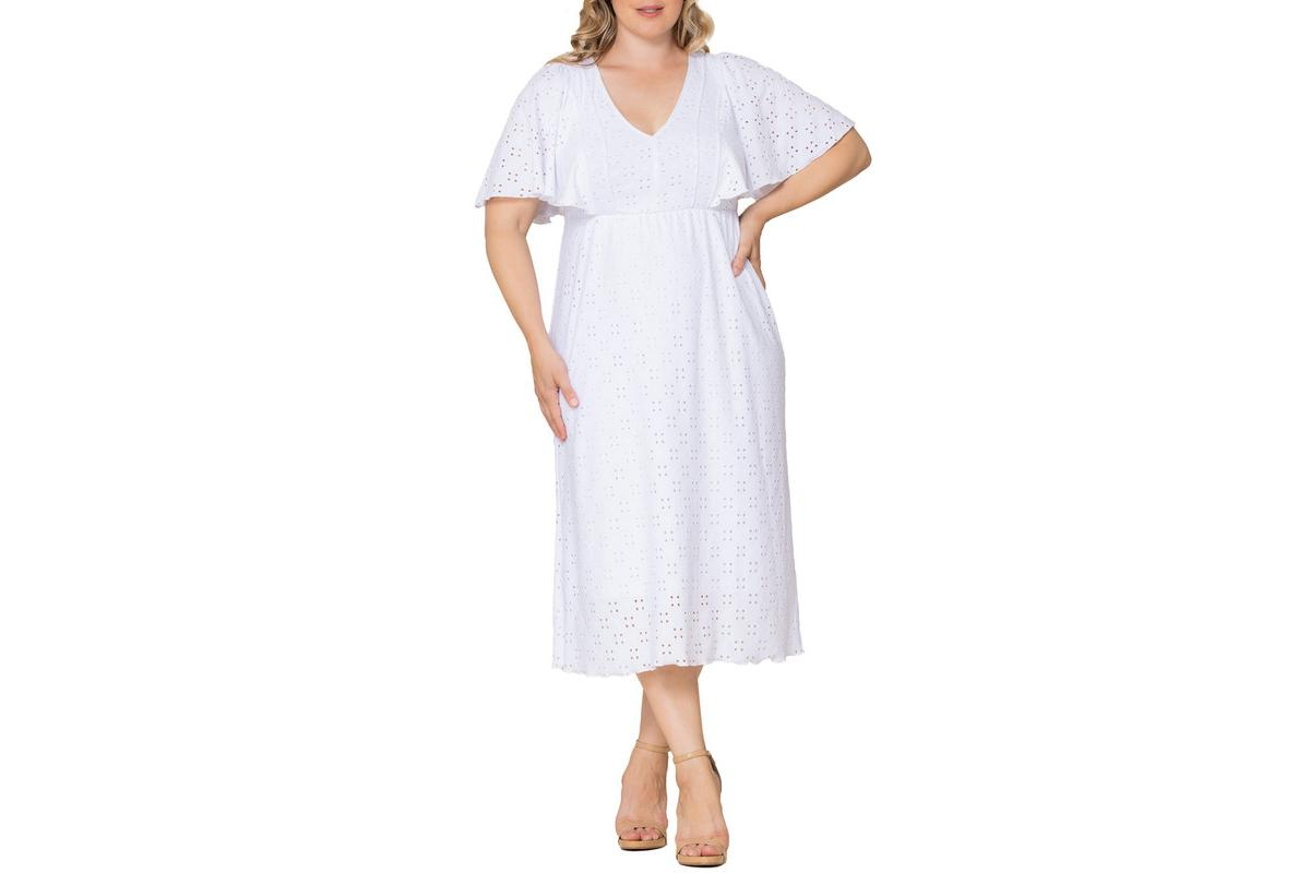 Plus Size Lucy Eyelet Dress - White
