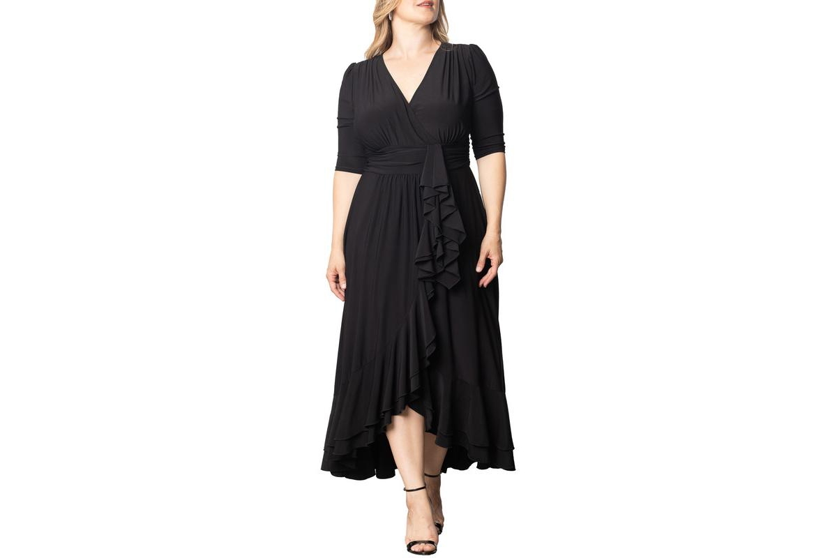 Plus Size Veronica Ruffled Evening Gown - Onyx