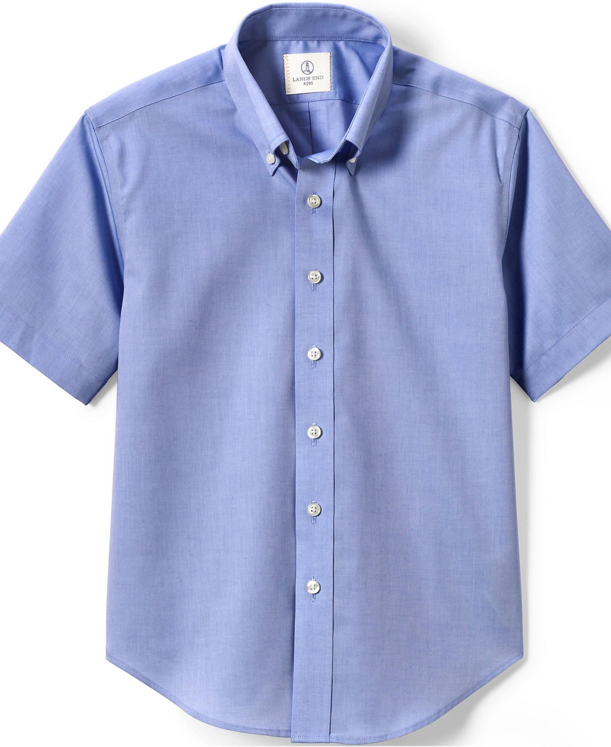 Lands' End Big Boys School Uniform Short Sleeve No Iron Pinpoint Dress Shirt