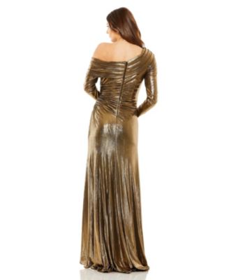 Women's Long Sleeve Off The Shoulder Metallic Gown