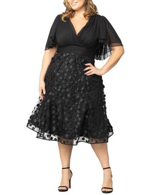 Plus Size Pretty Petals Mesh Cocktail Dress