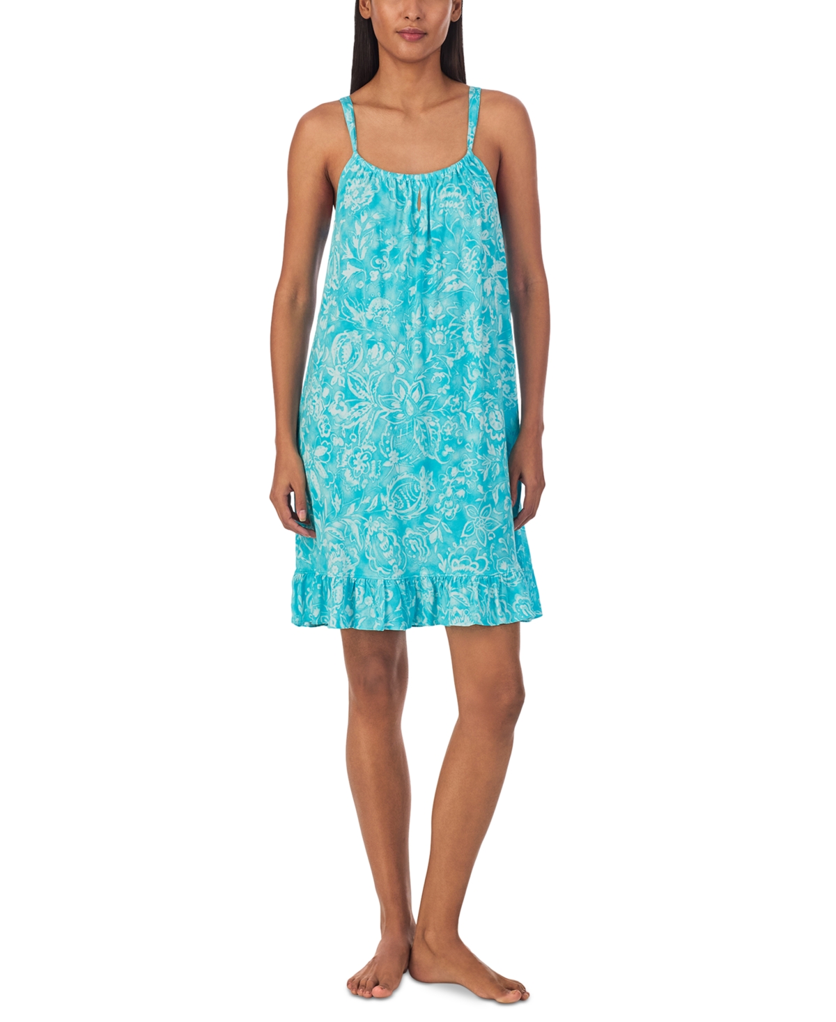Lauren Ralph Lauren Women's Short Tunnel Neck Strap Nightgown