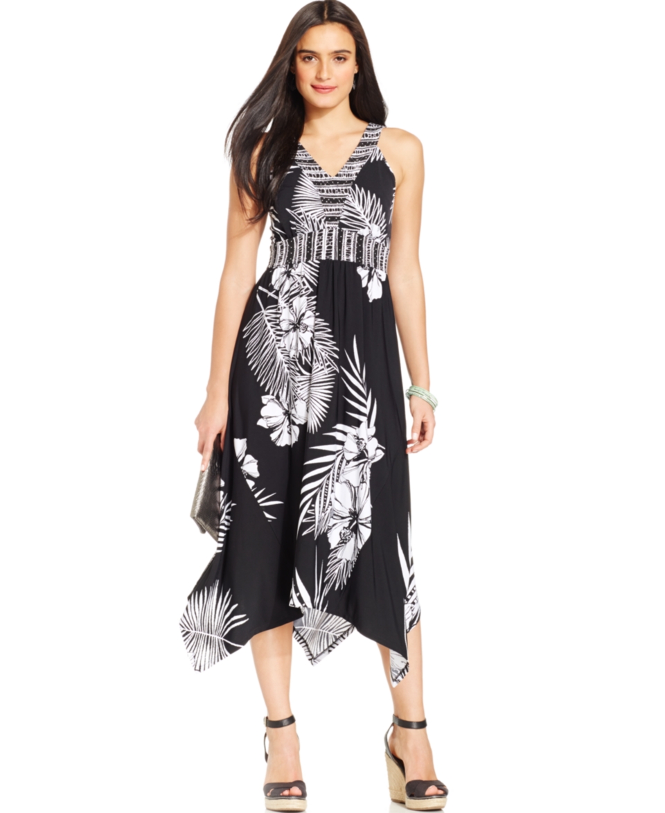 Style & Co. Petite Empire Waist Sharkbite Hem Maxi Dress   Dresses