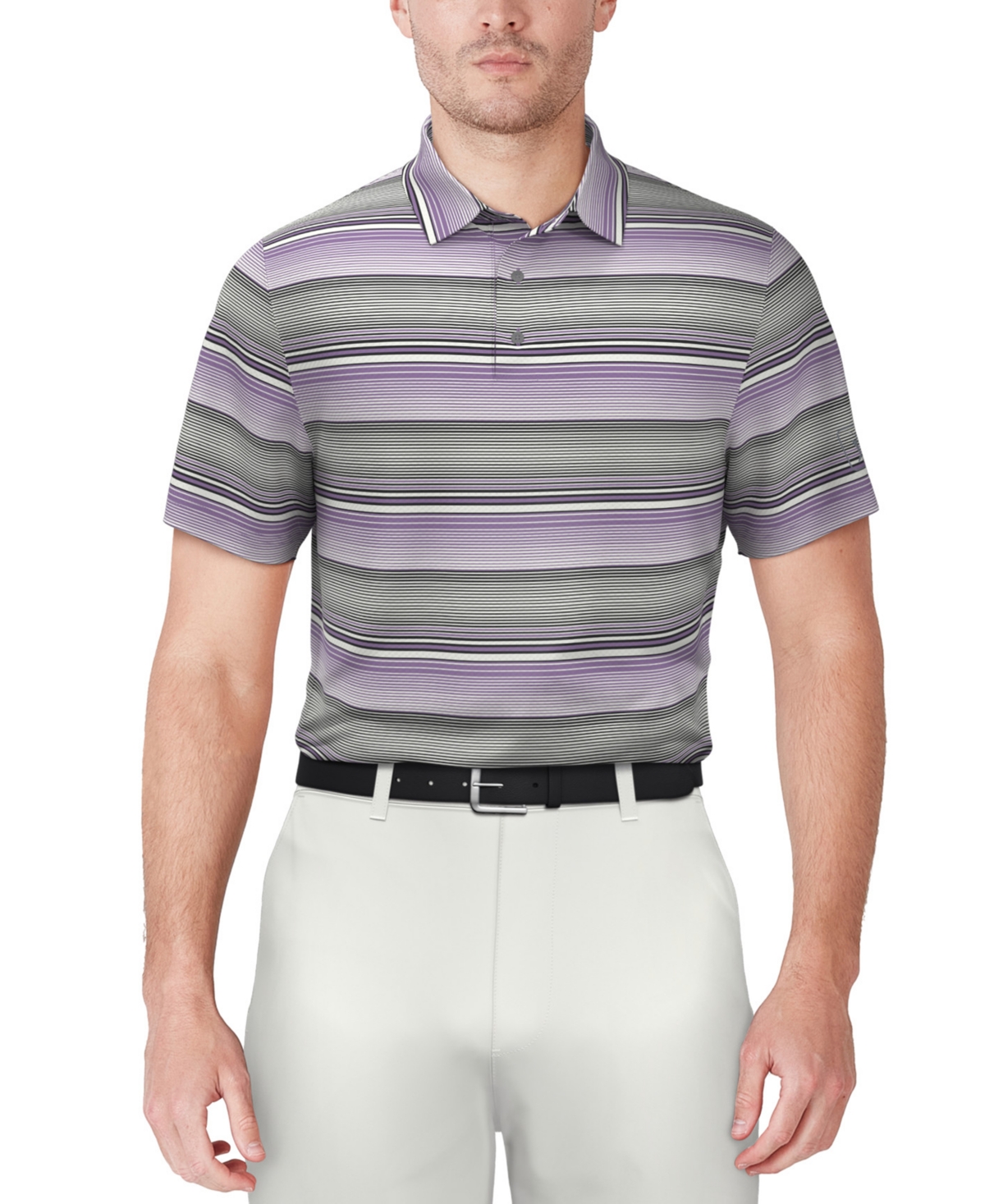 Men's Linear Energy Textured Short Sleeve Performance Golf Polo Shirt - Cyan Blue
