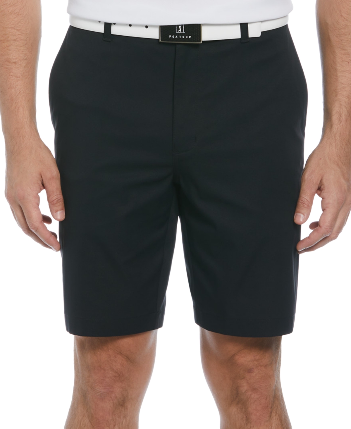 Shop Pga Tour Men's Big & Tall 8" Solid Golf Shorts With Active Waistband In Caviar