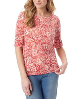 Gloria Vanderbilt - Women's Alanis Boat Neck Cuffed-Sleeve T-Shirt
