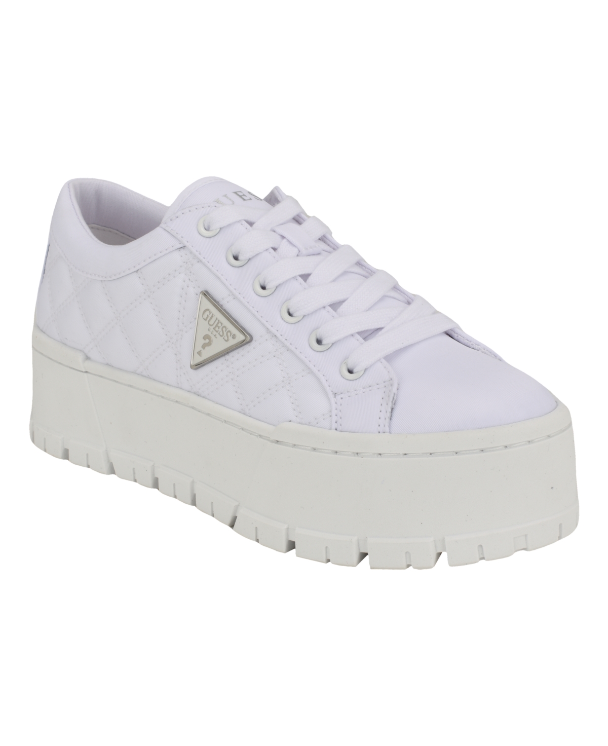 Shop Guess Women's Tesie Tread Bottom Platform Lace Up Sneakers In White