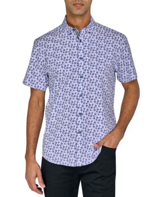 Society of Threads - Men's Regular-Fit Non-Iron Performance Stretch Medallion-Print Button-Down Shirt