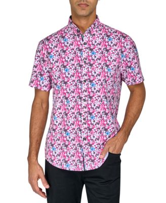 Society of Threads - Men's Regular-Fit Non-Iron Performance Stretch Blurred Floral Button-Down Shirt
