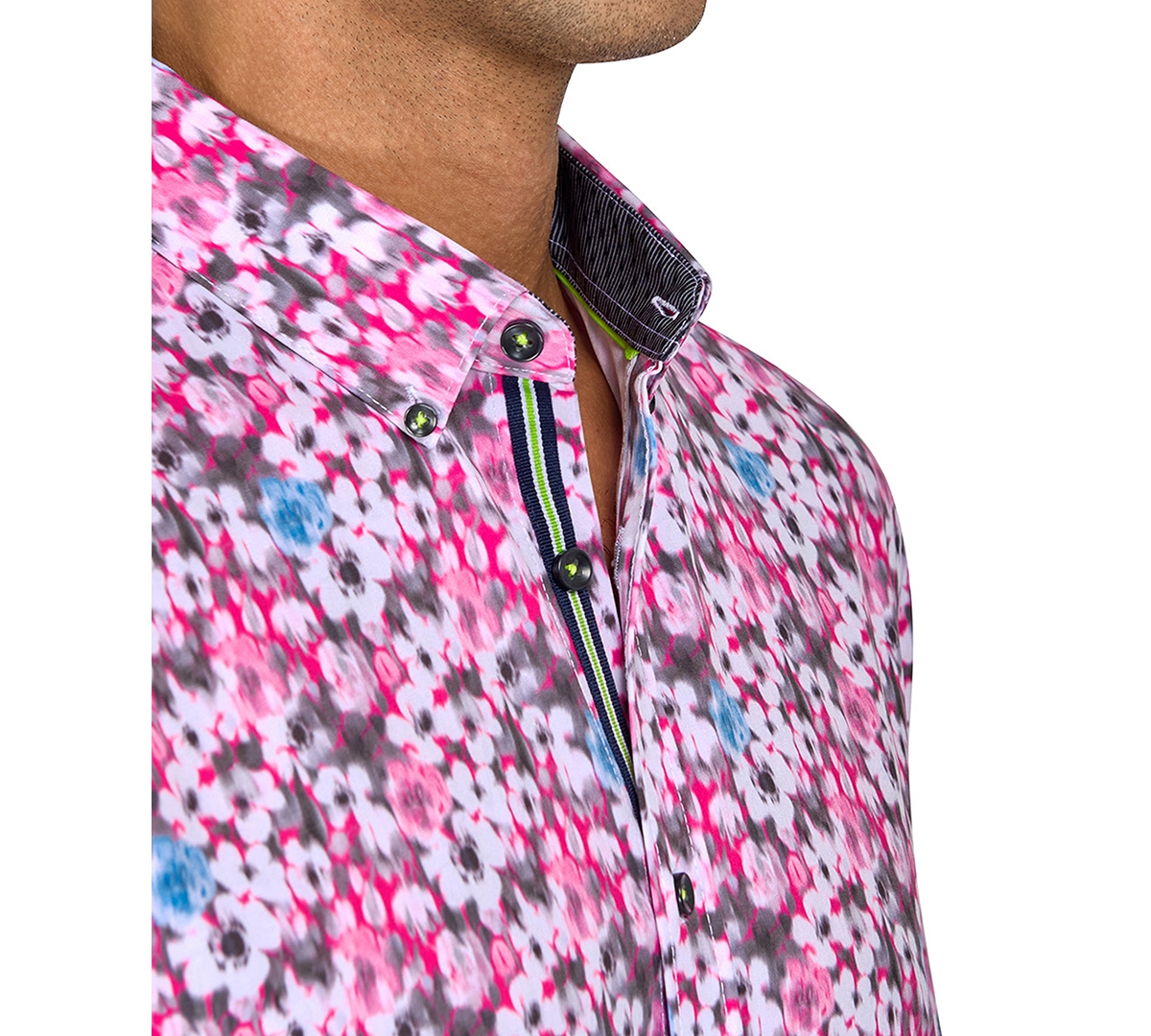 Society of Threads Men's Regular-Fit Non-Iron Performance Stretch Blurred Floral Button-Down Shirt