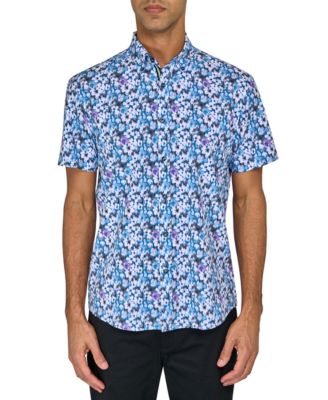 Society of Threads - Men's Regular-Fit Non-Iron Performance Stretch Blurred Floral Button-Down Shirt