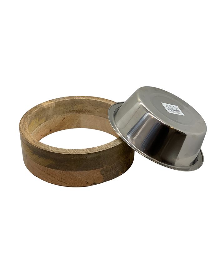 JoJo Modern Pets Country Living EcoFriendly Mango Wood Dog Bowl