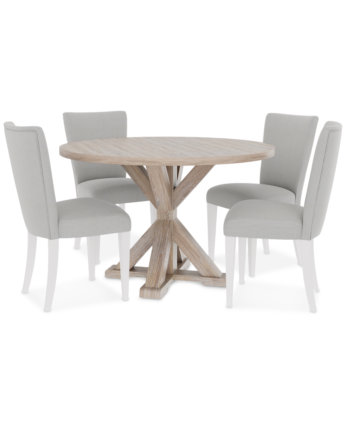 Macy's Catriona 5pc Dining Set (round Dining Table & 4 Upholstered Side Chairs) In No Color