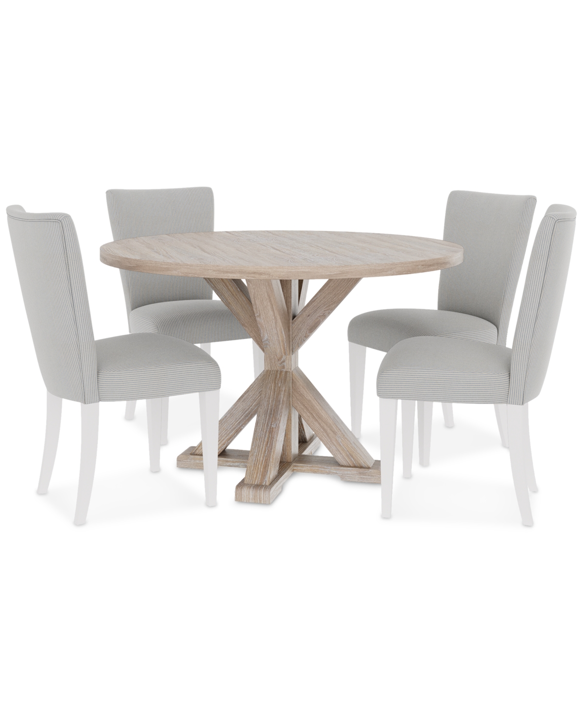 Shop Macy's Catriona 5pc Dining Set (round Dining Table + 4 Upholstered Side Chairs) In No Color