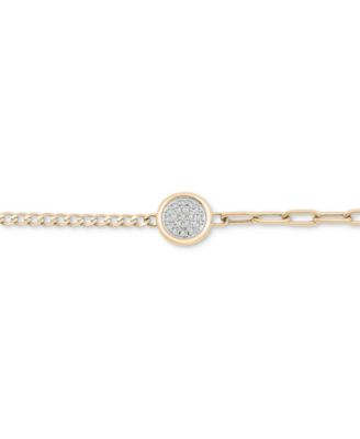 Diamond Pav&eacute; Disc Two-Chain Link Bracelet (1/4 ct. t.w.) in Gold Vermeil, Created for Macy's