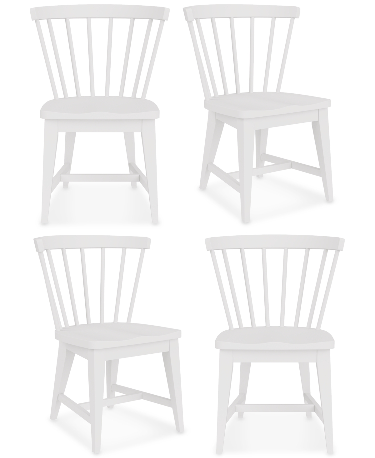 Macy's Catriona 4 Pc. Wood Side Chair Set In White