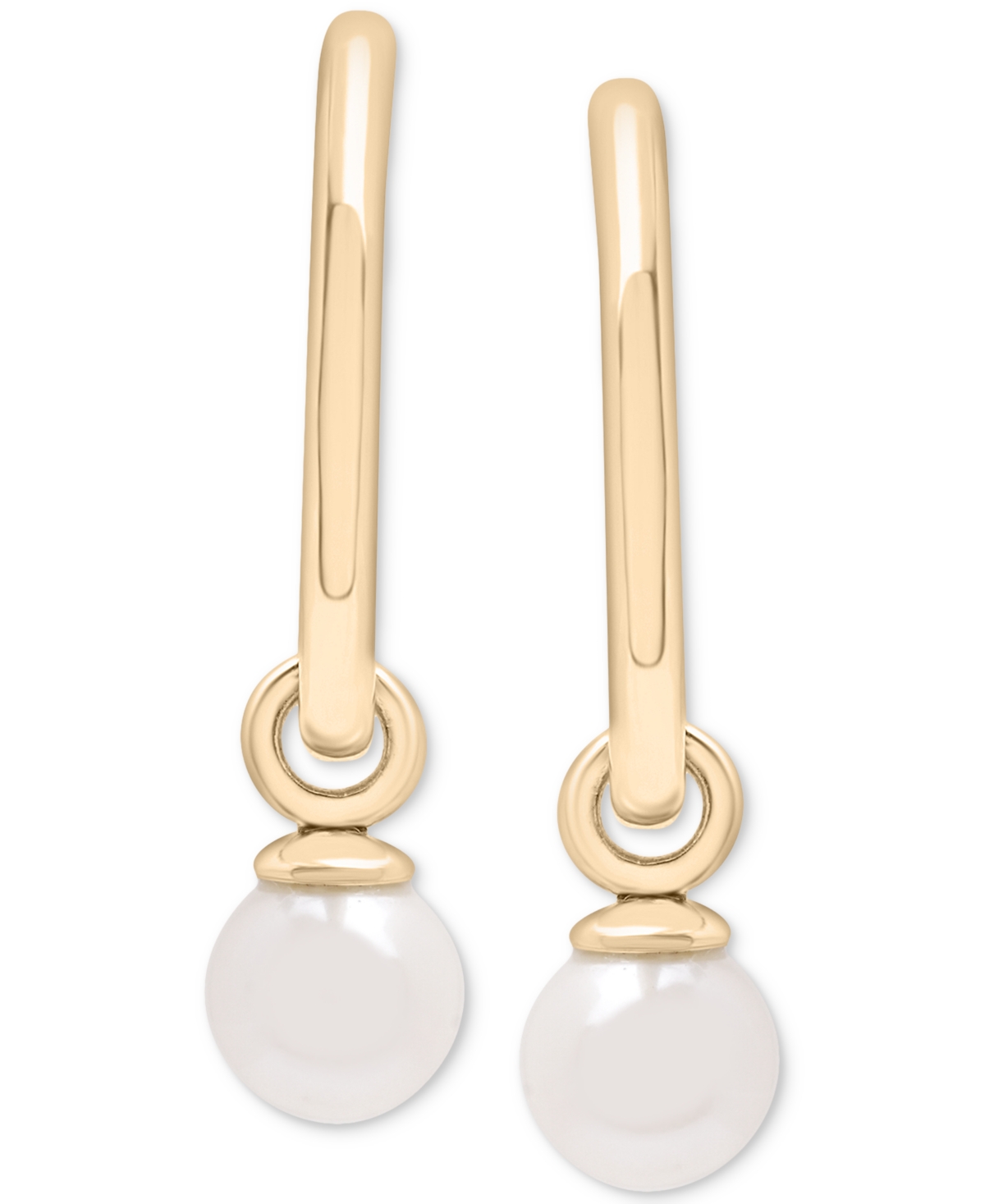 Shop Audrey By Aurate Cultured Freshwater Pearl (5mm) Dangle Small Hoop Earrings In Gold Vermeil, Created For Macy's
