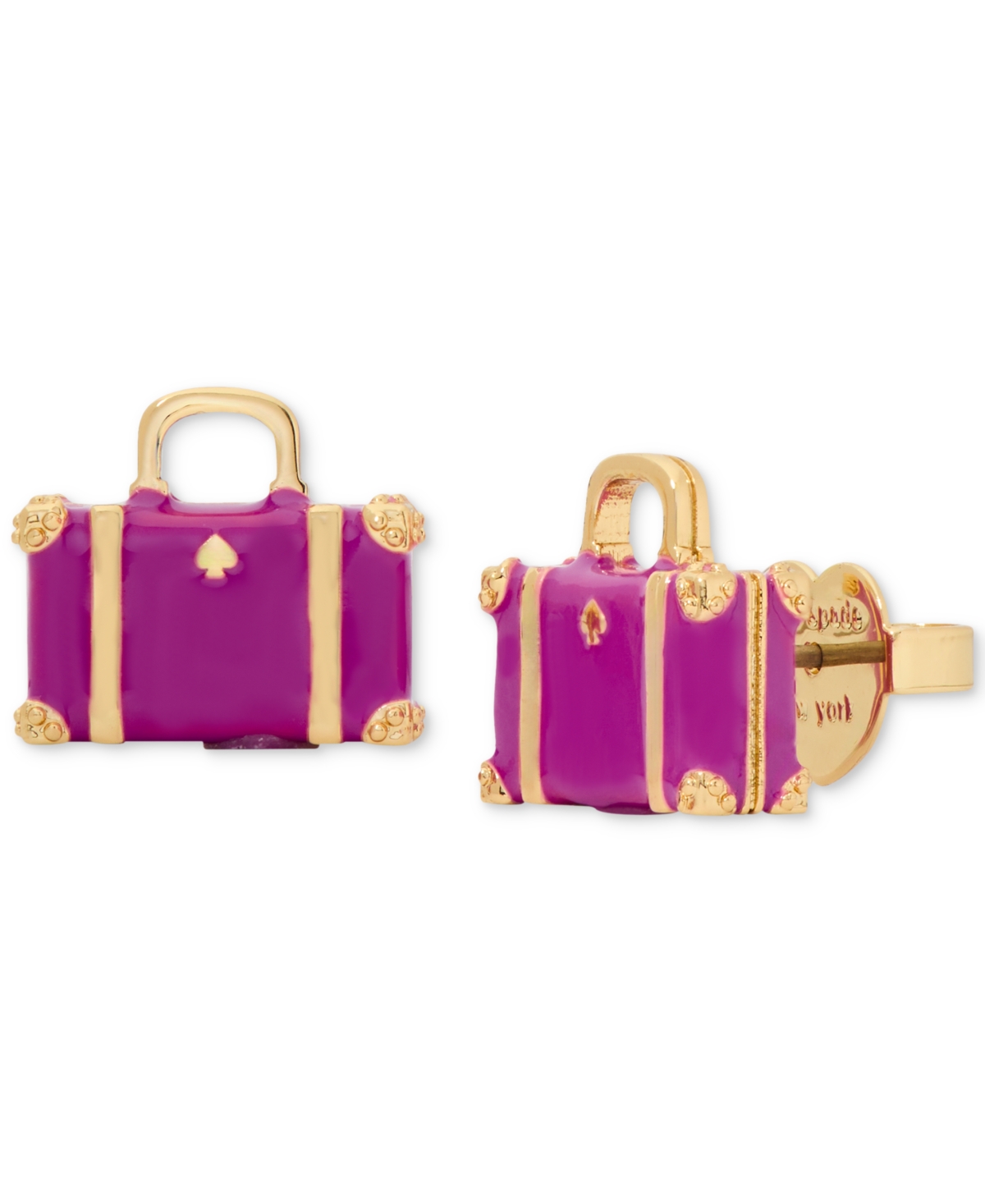 Gold-Tone Away We Go Suitcase stud Earrings - Pink Multi