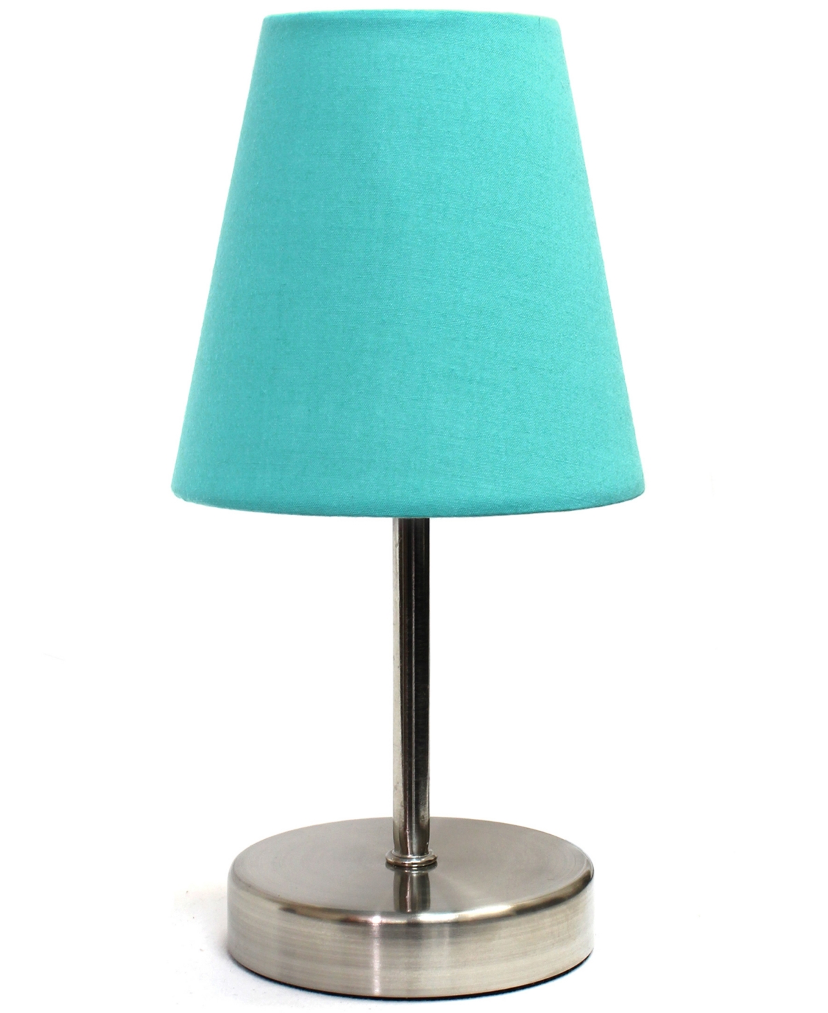 Creekwood Home Nauru Traditional Petite Metal Stick Bedside Table Desk Lamp with Fabric Empire Shade -Blue
