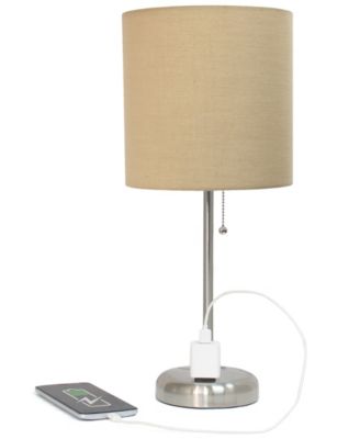 Oslo 19.5" Contemporary Bedside Standard Metal Table Desk Lamp with White Drum Fabric Shade