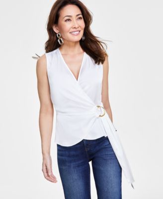 International Concepts Women's Belted Sleeveless Wrap Top