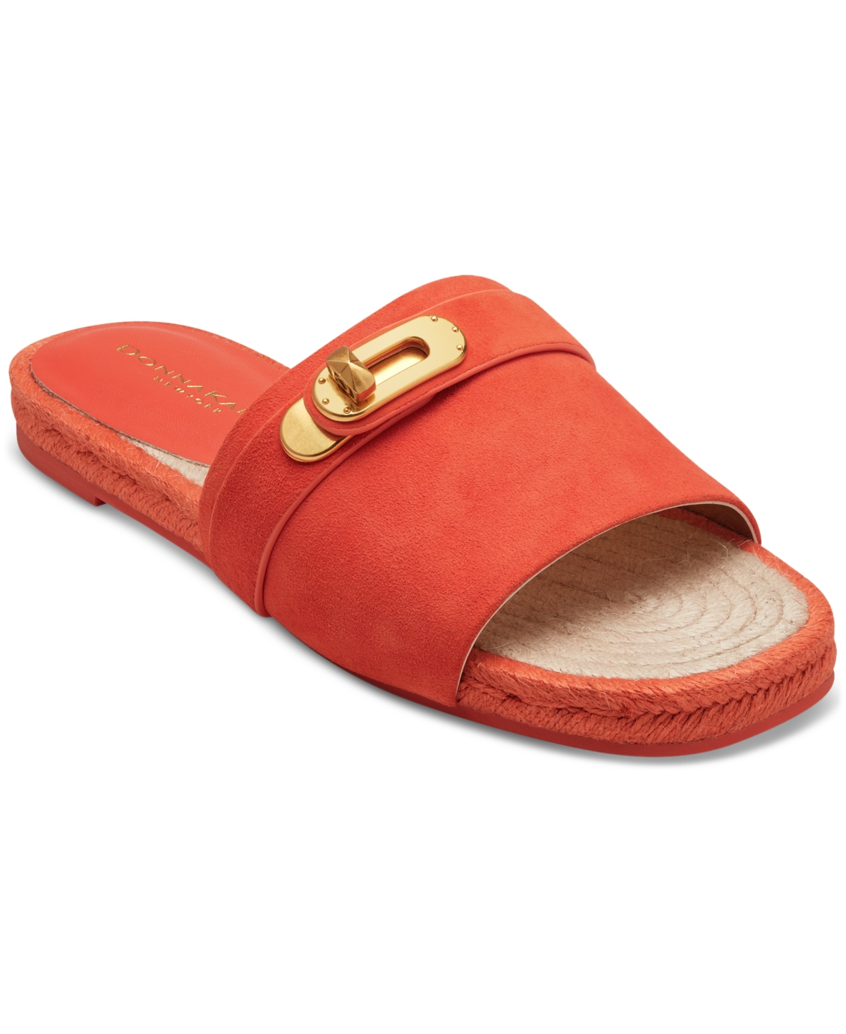 Donna Karan Taci Slip-on Turnbuckle Slide Sandals In Heat