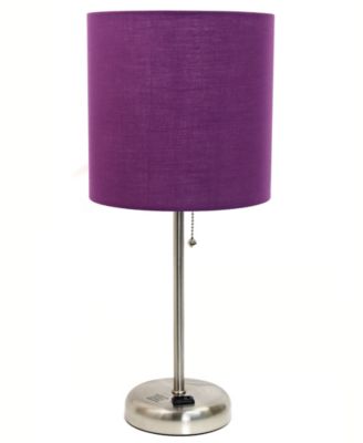 Oslo 19.5" Contemporary Bedside Standard Metal Table Desk Lamp with White Drum Fabric Shade