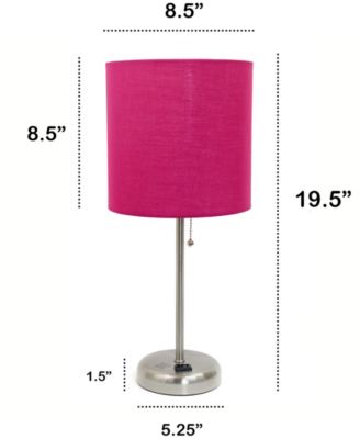 Oslo 19.5" Contemporary Bedside Standard Metal Table Desk Lamp with White Drum Fabric Shade