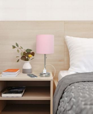 Oslo 19.5" Contemporary Bedside Standard Metal Table Desk Lamp with White Drum Fabric Shade